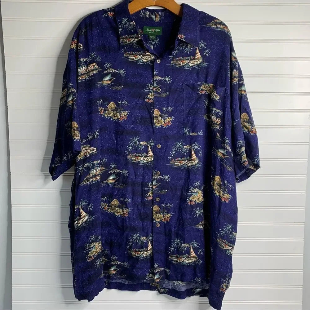 David Taylor Hawaiian Shirt Casual Button Down
